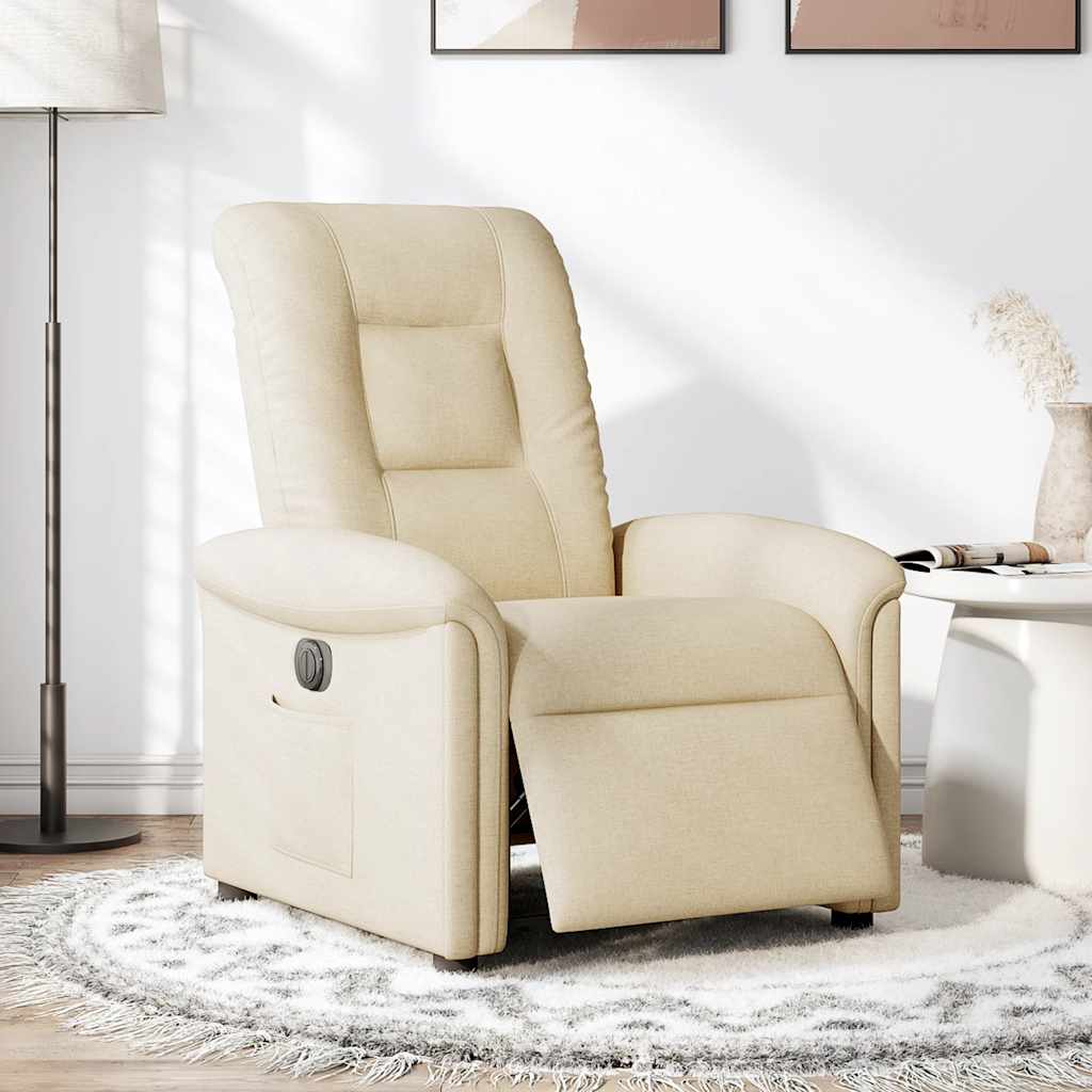 vidaXL Fauteuil de relaxation électrique crème tissu