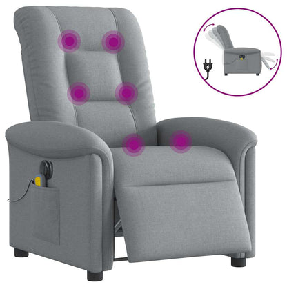 vidaXL Fauteuil de massage électrique Gris clair Tissu