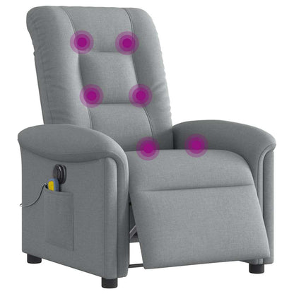 vidaXL Fauteuil de massage électrique Gris clair Tissu