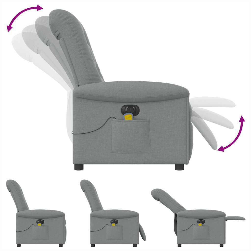 vidaXL Fauteuil de massage électrique Gris clair Tissu