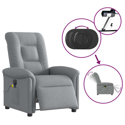 vidaXL Fauteuil de massage électrique Gris clair Tissu