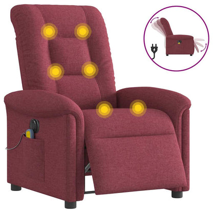 vidaXL Fauteuil de massage électrique en tissu rouge bordeaux