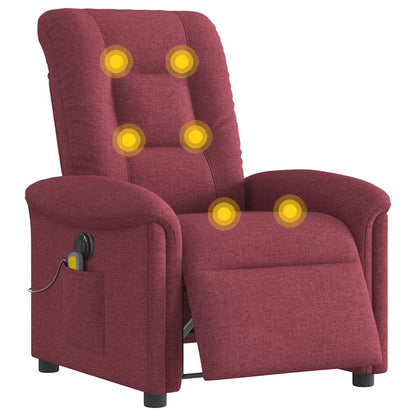 vidaXL Fauteuil de massage électrique en tissu rouge bordeaux