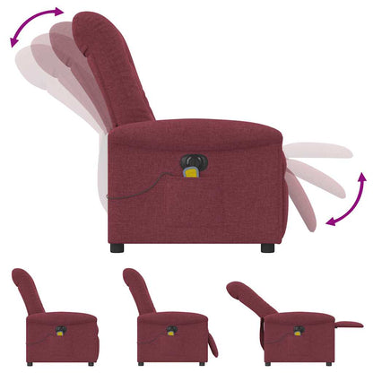 vidaXL Fauteuil de massage électrique en tissu rouge bordeaux