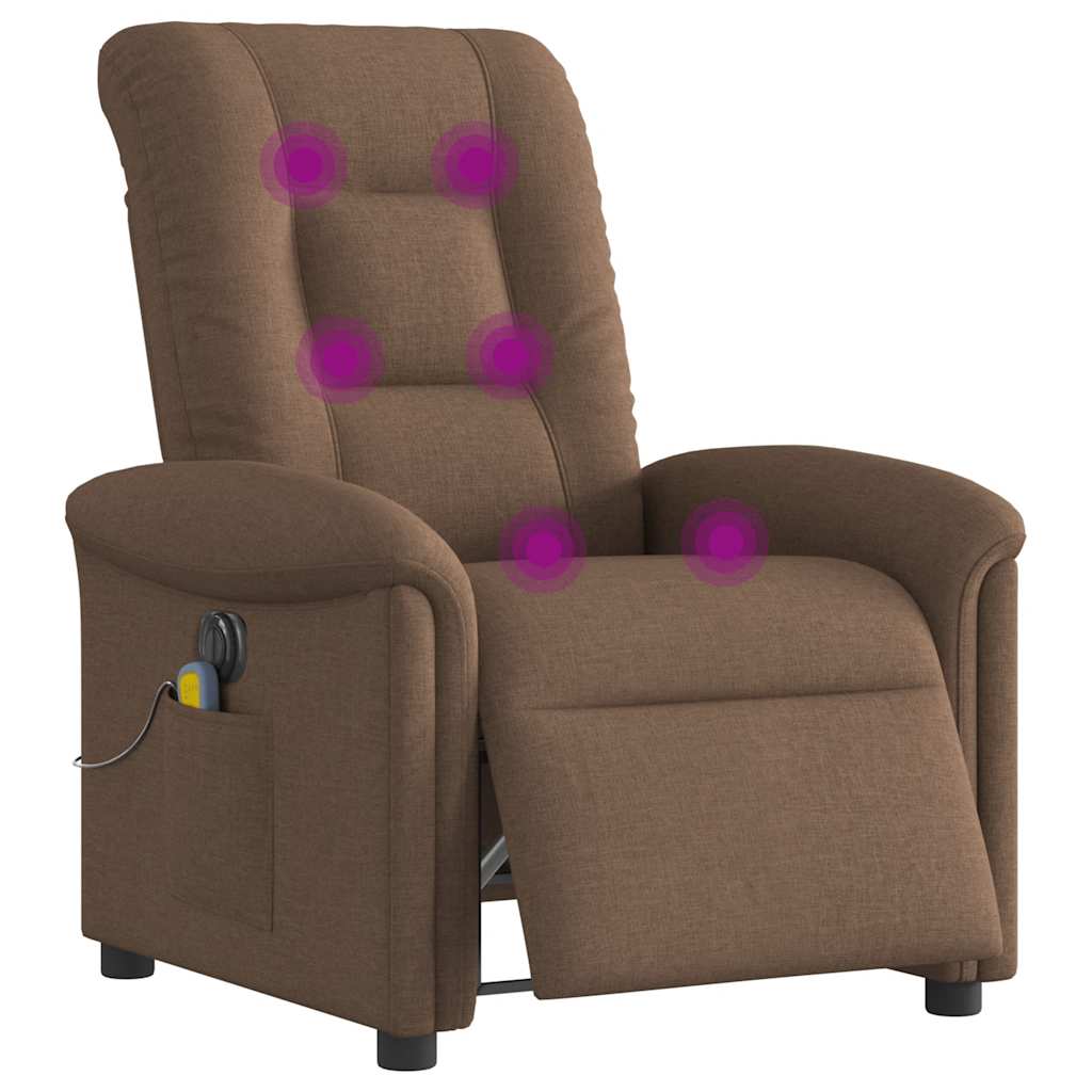 vidaXL Fauteuil de massage électrique marron en tissu
