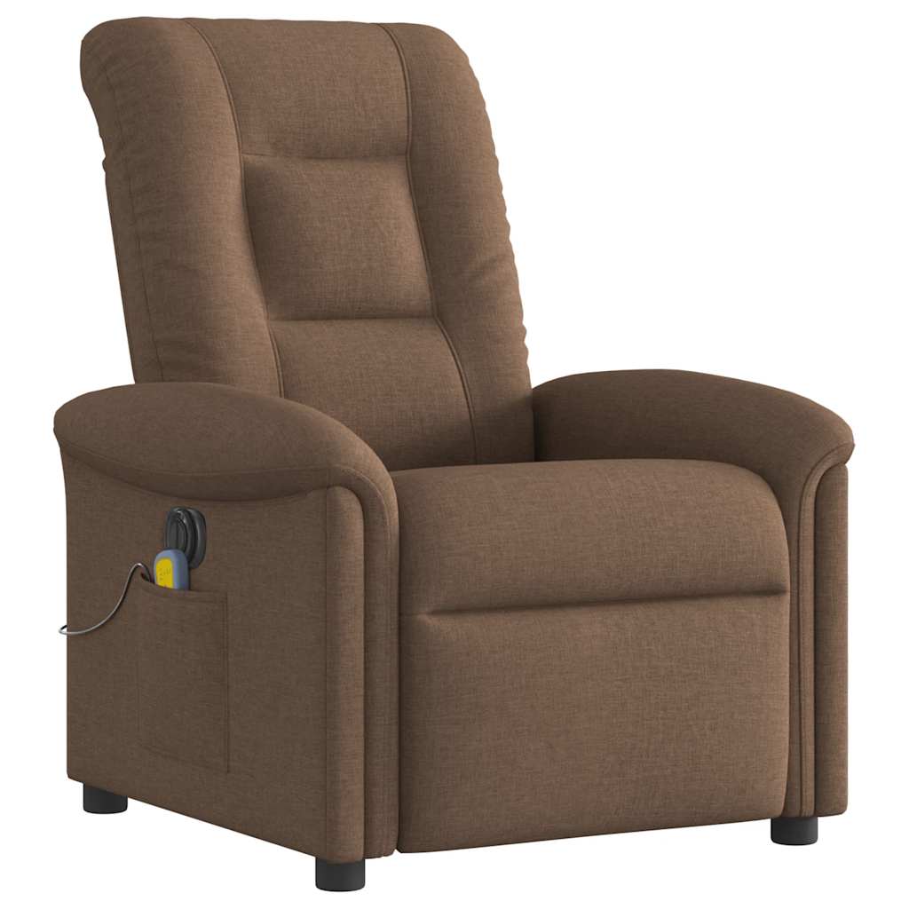 vidaXL Fauteuil de massage électrique marron en tissu