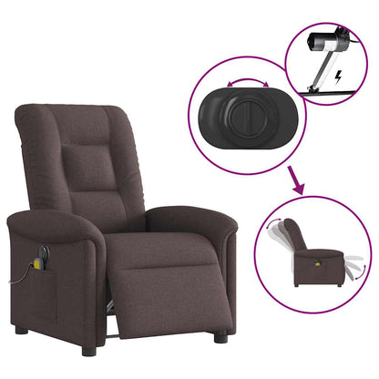vidaXL Fauteuil de massage électrique marron foncé en tissu