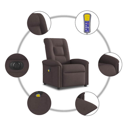 vidaXL Fauteuil de massage électrique marron foncé en tissu