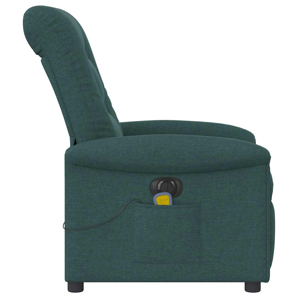 vidaXL Massagesessel Elektrisch Dunkelgrün Stoff