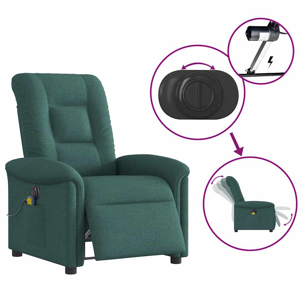 vidaXL Massagesessel Elektrisch Dunkelgrün Stoff