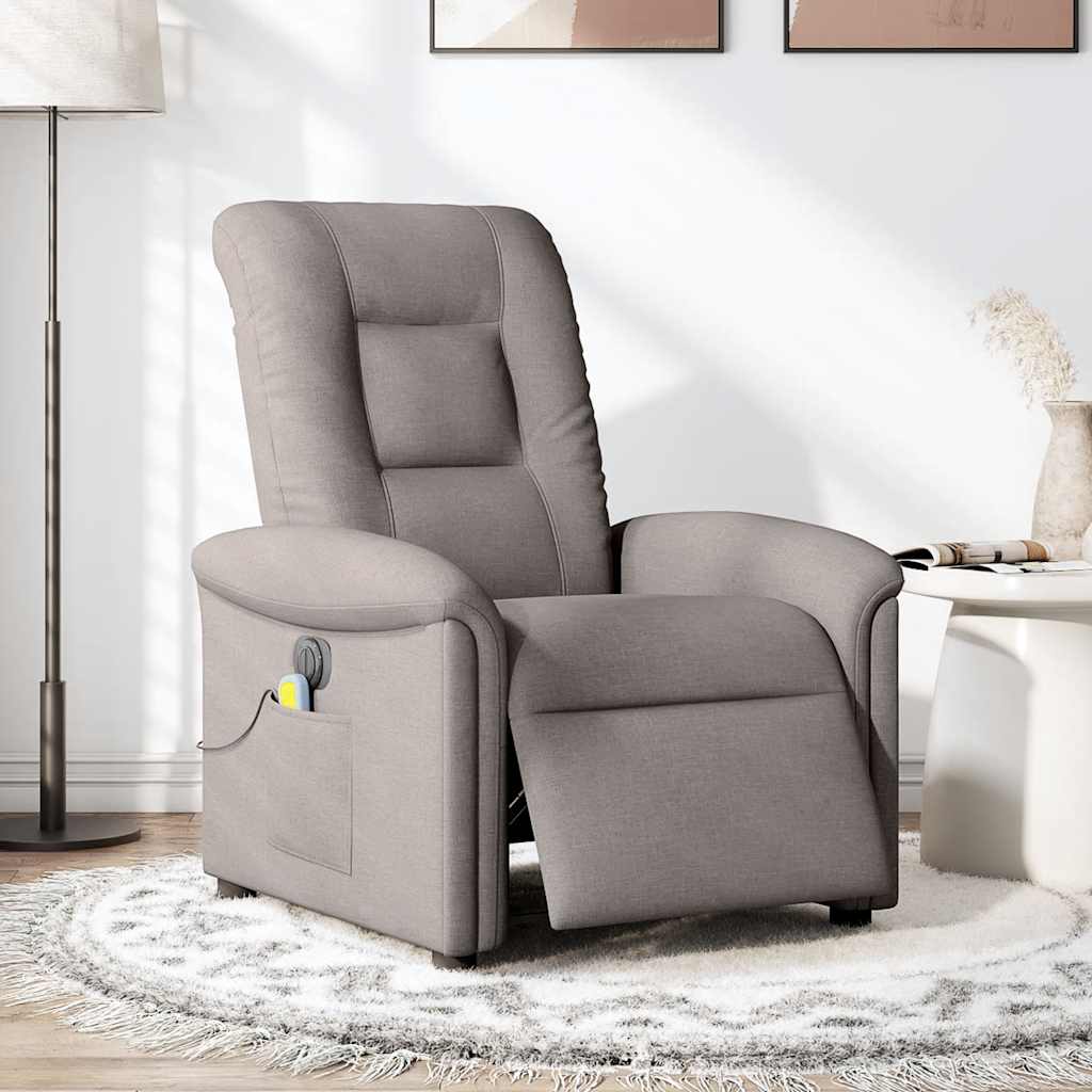 vidaXL Fauteuil de massage électrique en tissu taupe