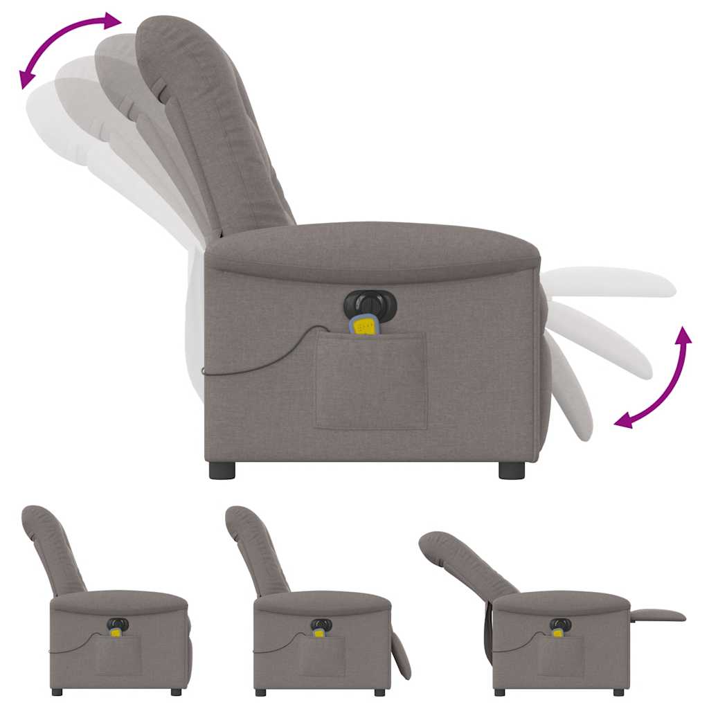 vidaXL Fauteuil de massage électrique en tissu taupe