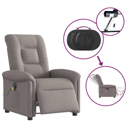 vidaXL Fauteuil de massage électrique en tissu taupe