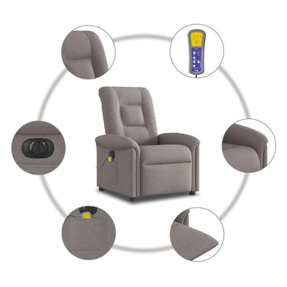 vidaXL Fauteuil de massage électrique en tissu taupe