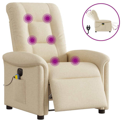vidaXL Fauteuil de massage électrique Crème Tissu