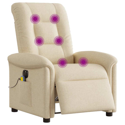 vidaXL Fauteuil de massage électrique Crème Tissu