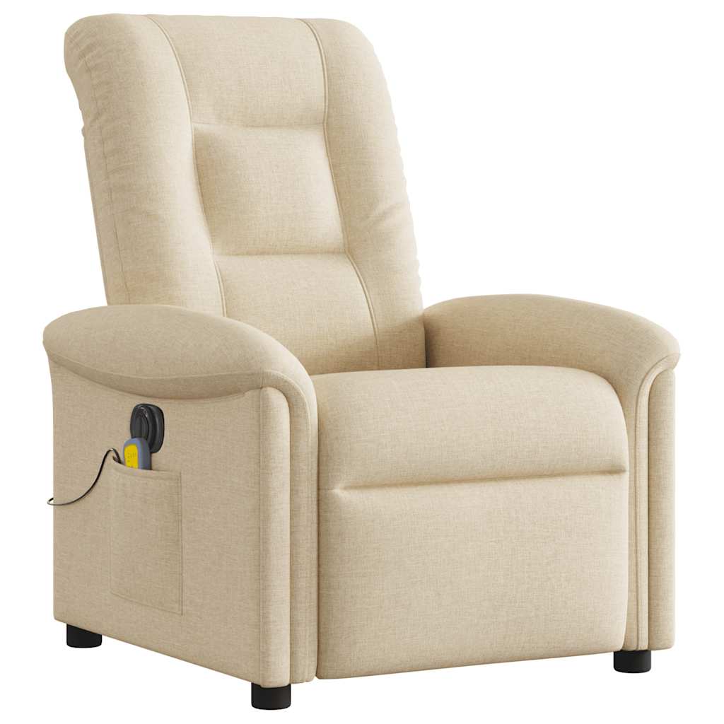 vidaXL Fauteuil de massage électrique Crème Tissu