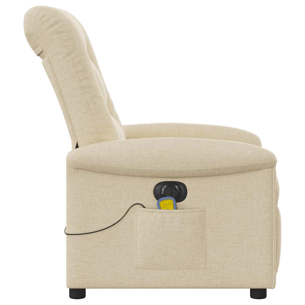 vidaXL Fauteuil de massage électrique Crème Tissu