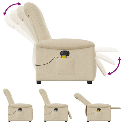 vidaXL Fauteuil de massage électrique Crème Tissu