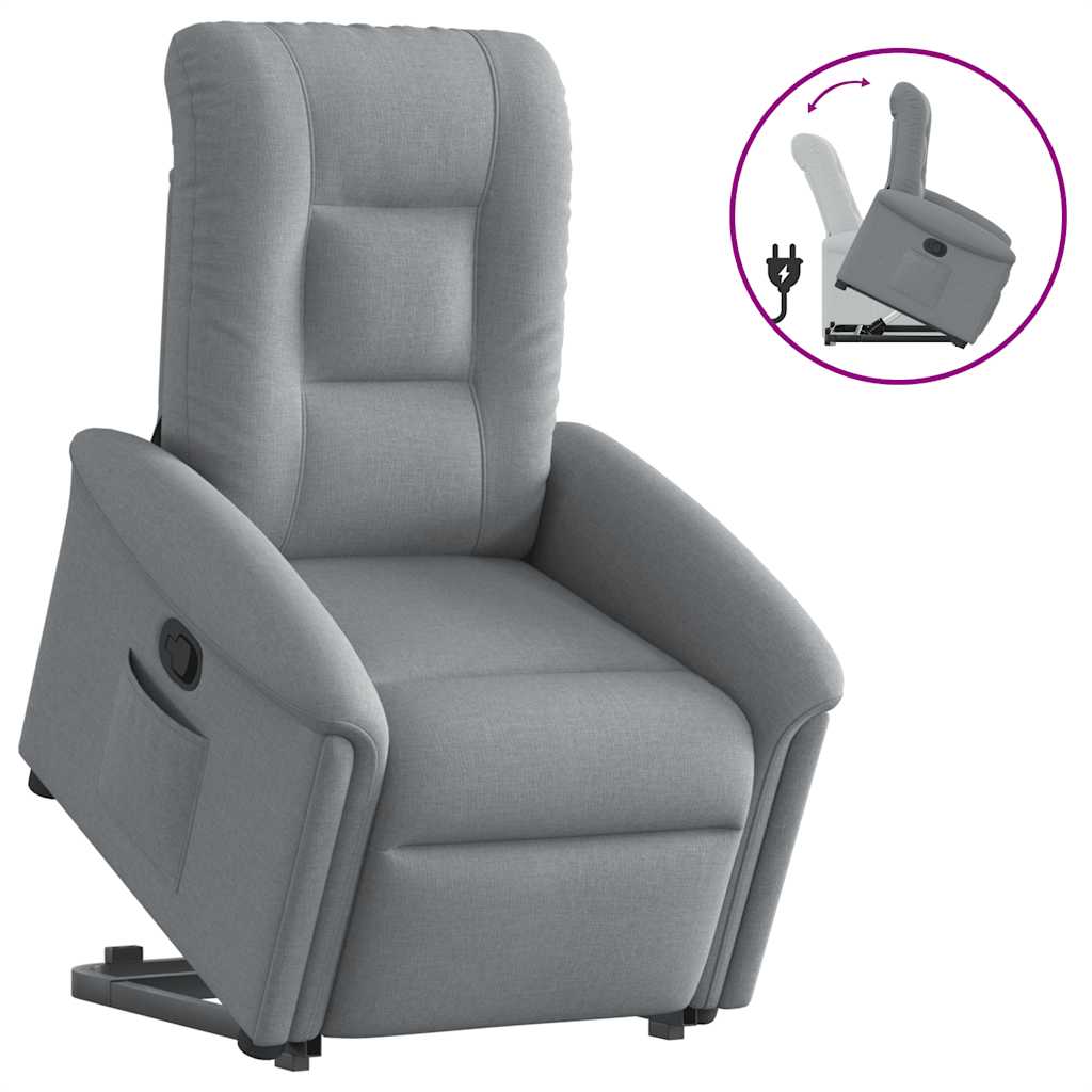 Fauteuil releveur inclinable gris clair en tissu vidaXL