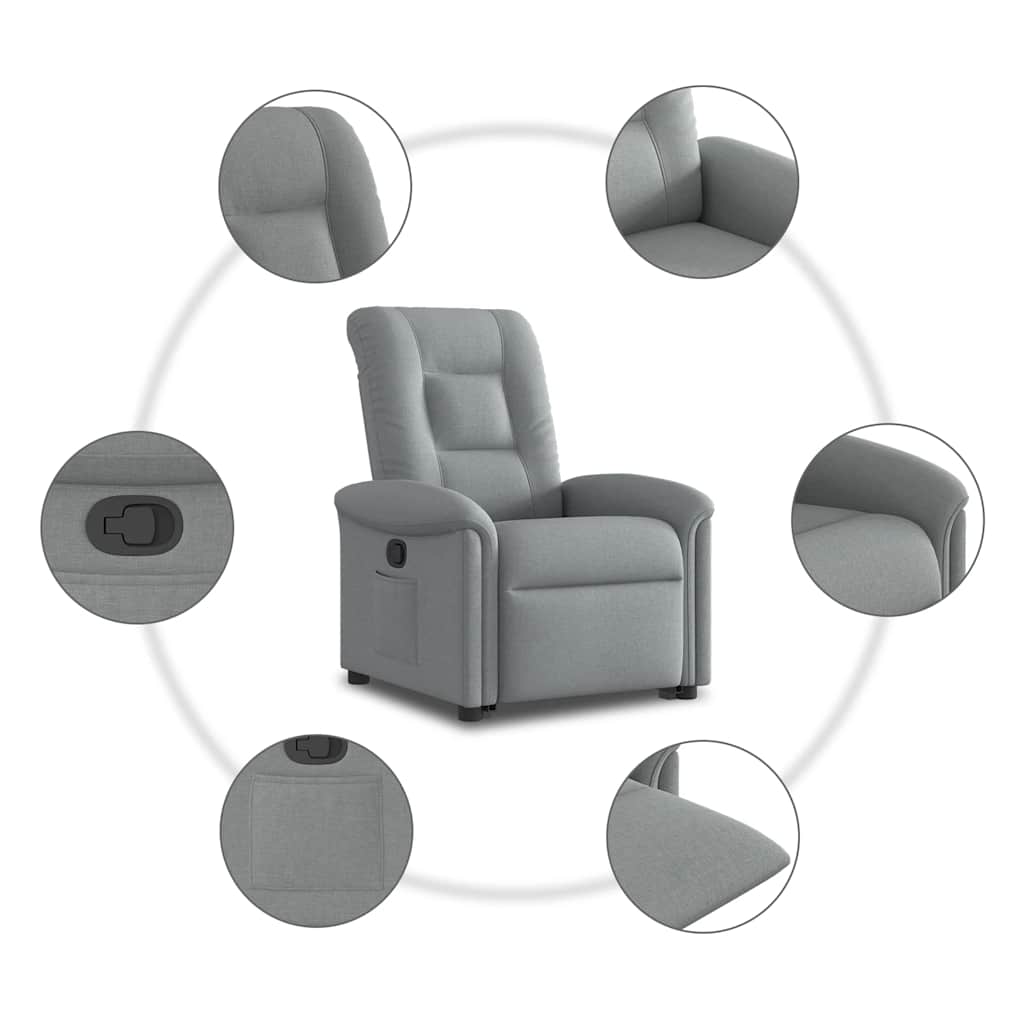 Fauteuil releveur inclinable gris clair en tissu vidaXL