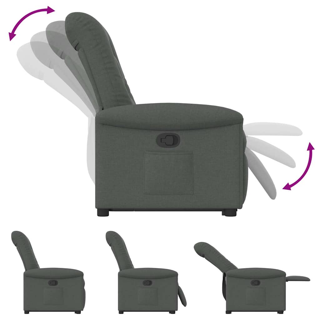 vidaXL Fauteuil relax releveur en tissu gris foncé
