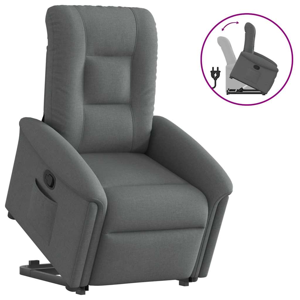 vidaXL Fauteuil relax releveur en tissu gris foncé