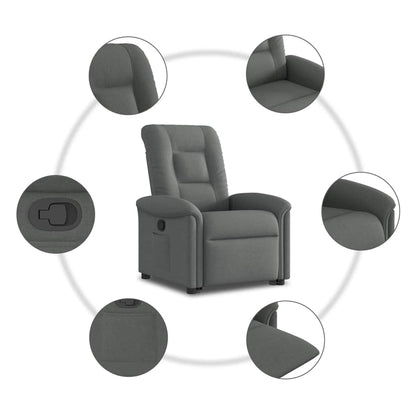 vidaXL Fauteuil relax releveur en tissu gris foncé
