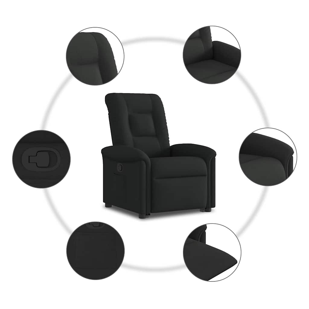 Fauteuil releveur vidaXL noir en tissu