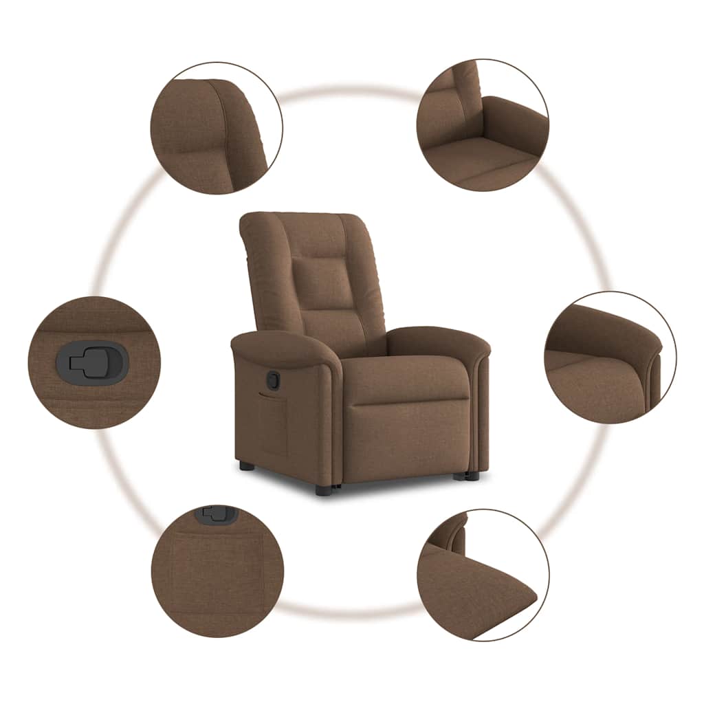 vidaXL Relaxsessel mit Aufstehhilfe Braun Stoff