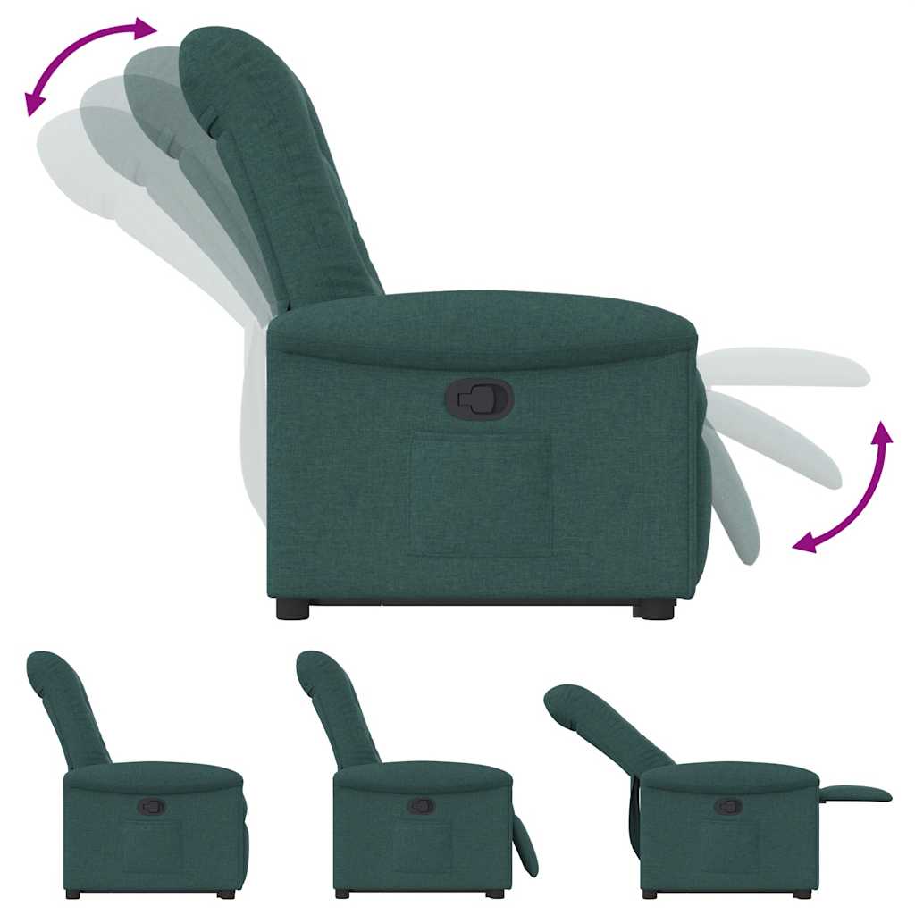 vidaXL Fauteuil relax releveur vert foncé tissu
