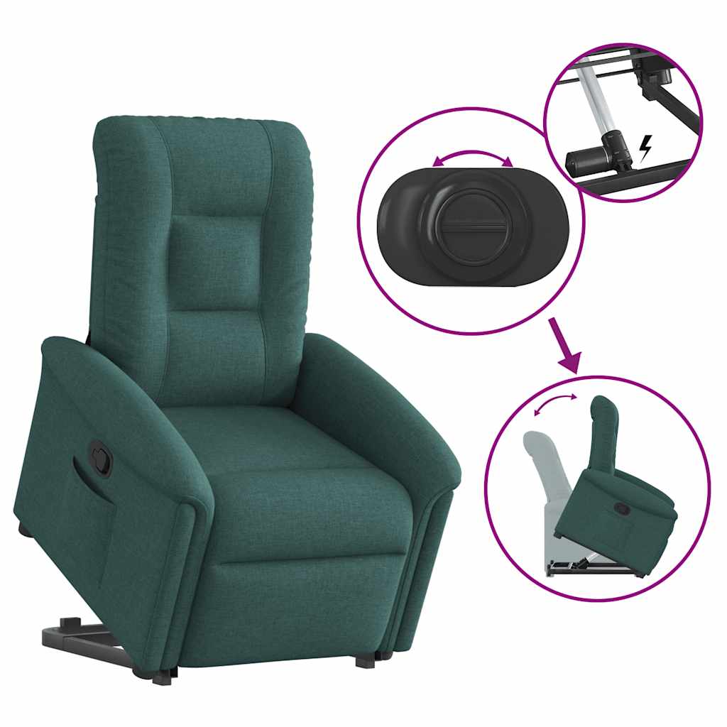 vidaXL Fauteuil relax releveur vert foncé tissu
