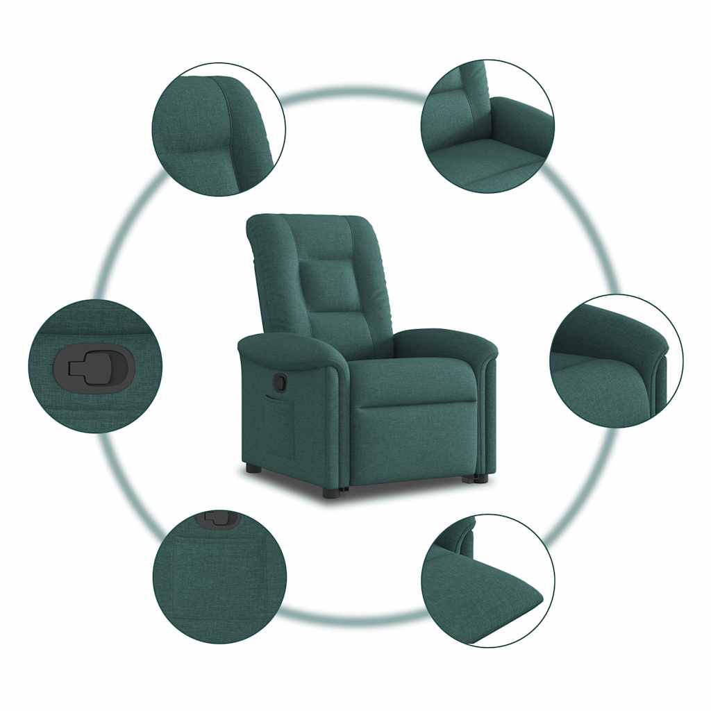 vidaXL Fauteuil relax releveur vert foncé tissu