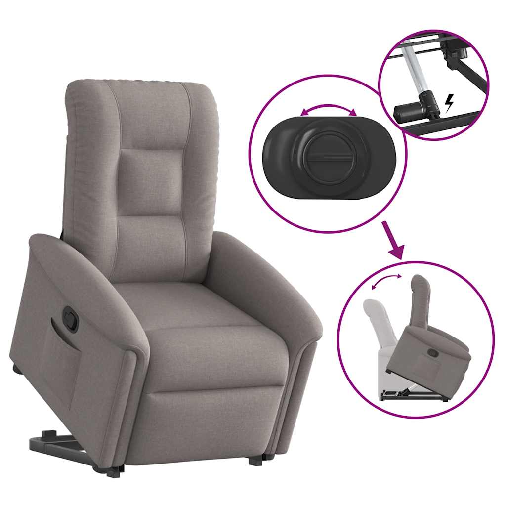 vidaXL Fauteuil releveur taupe en tissu