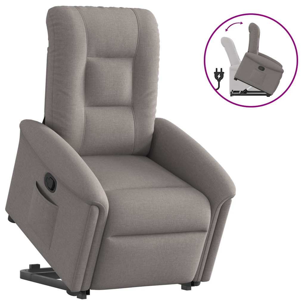 vidaXL Fauteuil releveur taupe en tissu