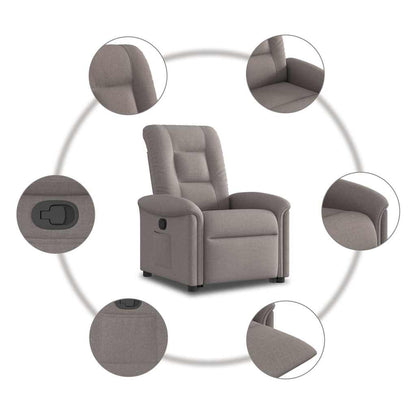 vidaXL Fauteuil releveur taupe en tissu