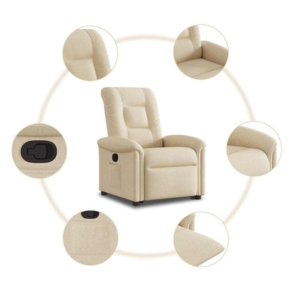 vidaXL Fauteuil relax électrique crème en tissu