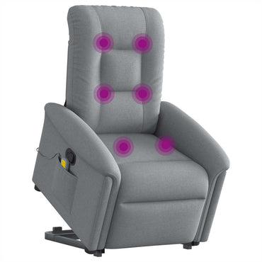 vidaXL Fauteuil de massage releveur gris clair en tissu