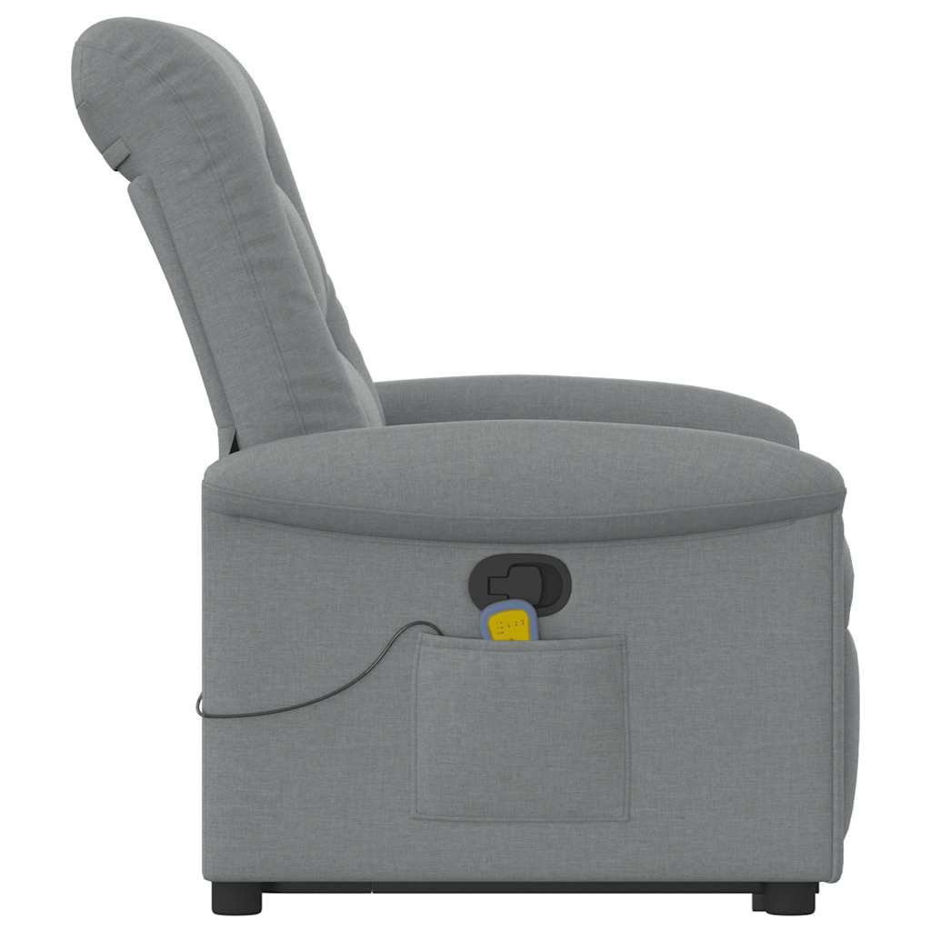 vidaXL Fauteuil de massage releveur gris clair en tissu