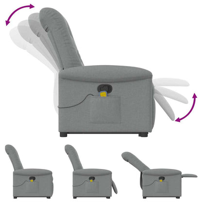 vidaXL Fauteuil de massage releveur gris clair en tissu