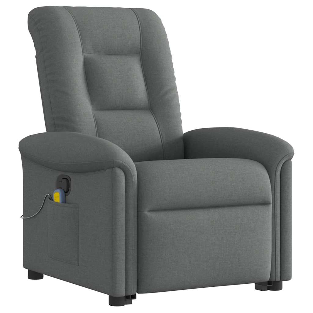 vidaXL Fauteuil de massage releveur gris foncé en tissu