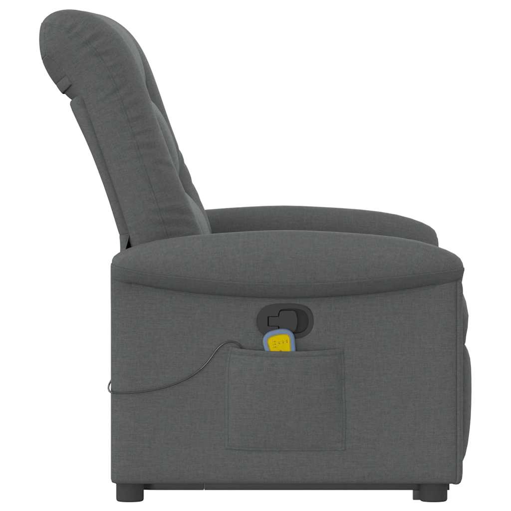 vidaXL Fauteuil de massage releveur gris foncé en tissu