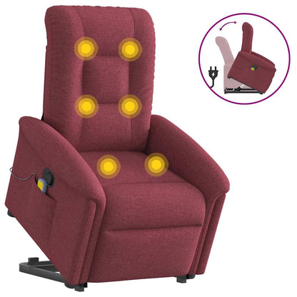 vidaXL Fauteuil de massage inclinable avec fonction de levage en tissu bordeaux