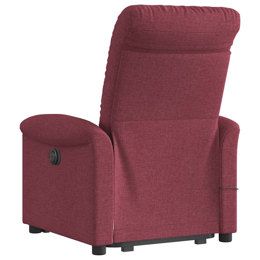 vidaXL Fauteuil de massage inclinable avec fonction de levage en tissu bordeaux