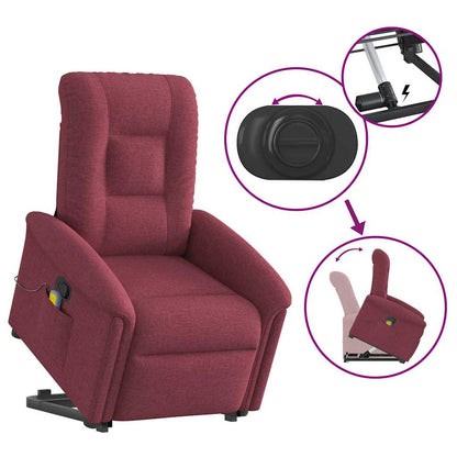 vidaXL Fauteuil de massage inclinable avec fonction de levage en tissu bordeaux