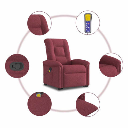 vidaXL Fauteuil de massage inclinable avec fonction de levage en tissu bordeaux