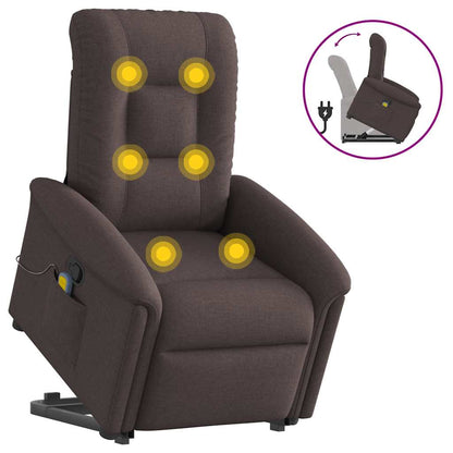 vidaXL Fauteuil de massage releveur marron foncé tissu