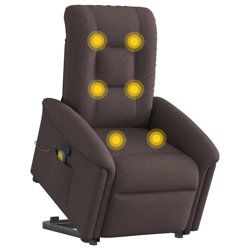 vidaXL Fauteuil de massage releveur marron foncé tissu