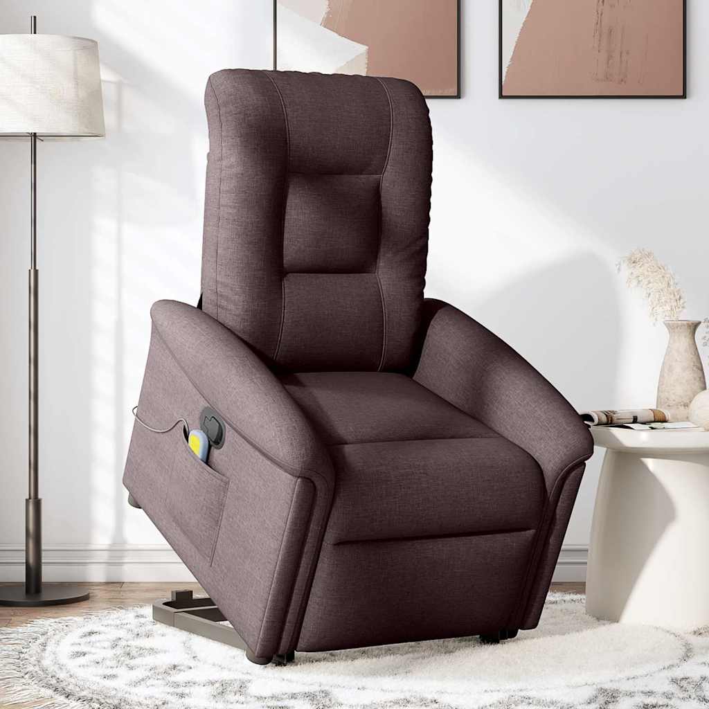 vidaXL Fauteuil de massage releveur marron foncé tissu