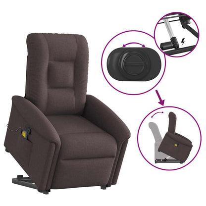 vidaXL Fauteuil de massage releveur marron foncé tissu